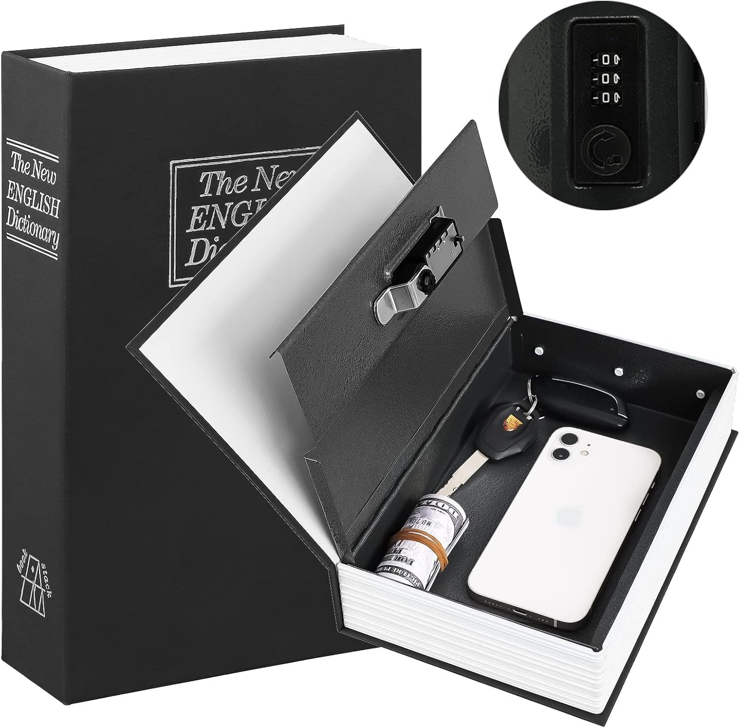 Diversion Book™ Heavy-Duty Book Safe Combination Key Lock Hidden Portable Security Storage